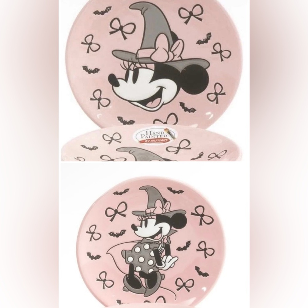 Disney Halloween Witch Minnie Mouse Appetizer Plates 4pc Holiday plate bows fun